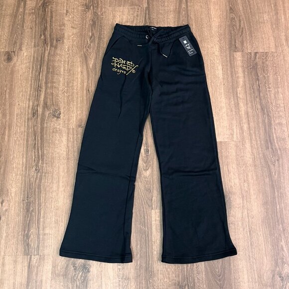 NEW Ed Hardy Tiger Tattoo Wide Leg Black Jogger Sweatpants Y2K - Picture 3 of 12